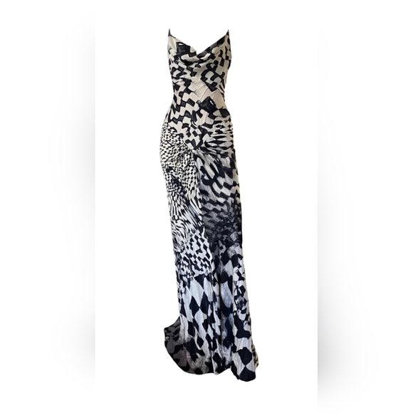 Roberto Cavalli Dresses & Skirts - Roberto Cavalli vintage silk maxi dress gown black white
